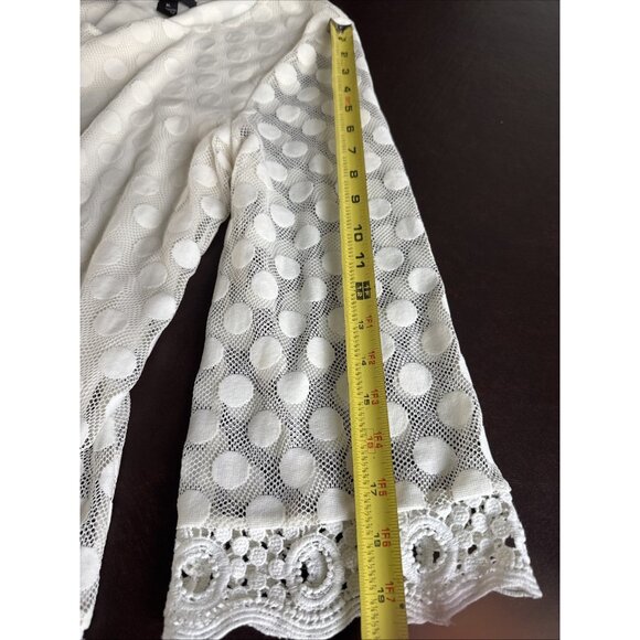 Style&Co. XL Polka Dot Lace Mesh Overlay Top With Crochet Cuffs & Hem in Cream - Picture 11 of 11